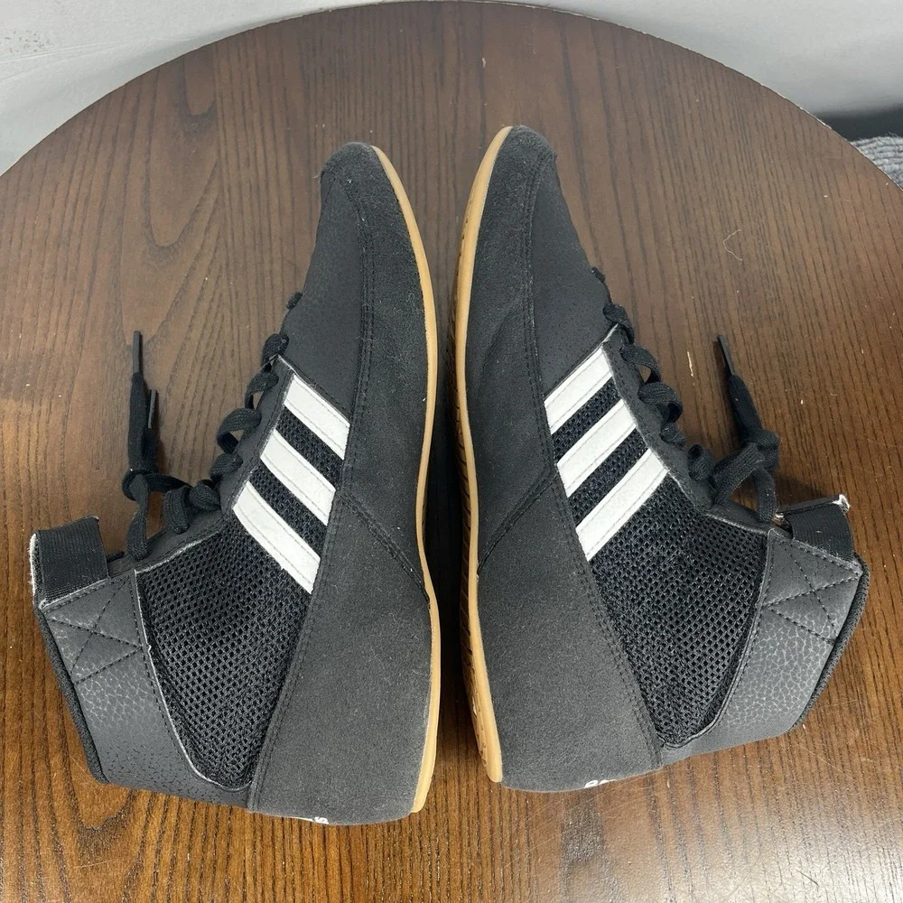 Adidas HVC 2 Shoes Men's 6 Black Wrestling Boxing Athletic Gum‎ Sole Sneakers
